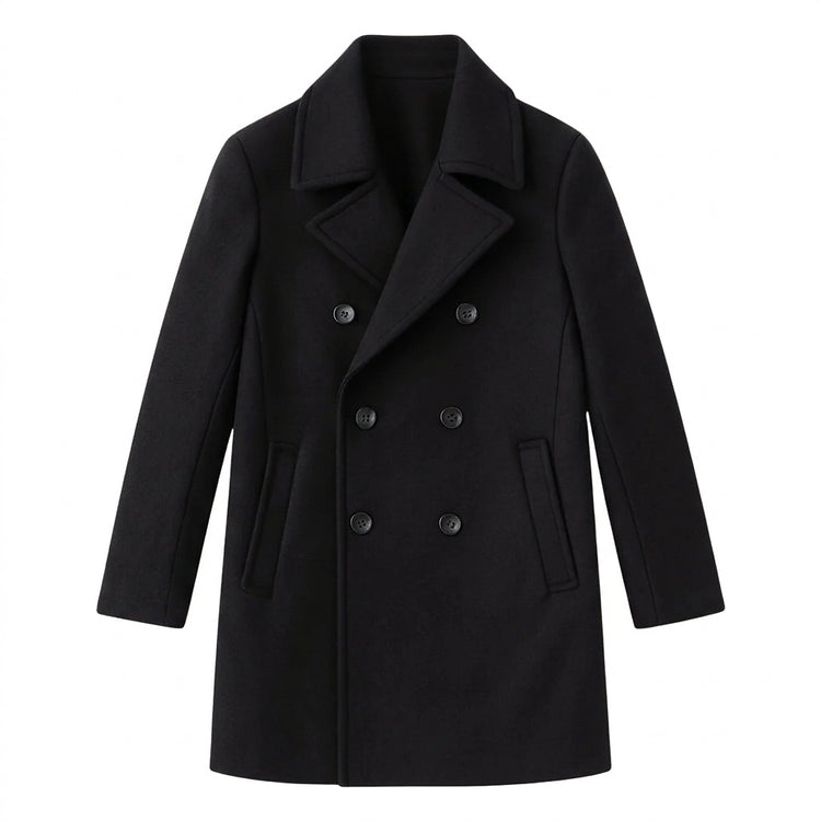 Men’s Wool Blend Peacoat with Notched Lapels-Coats for men-CaldwellVoss