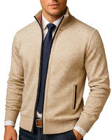Men’s Zip-Up Knit Jacket with Stand Collar-Cardigan for men-CaldwellVoss