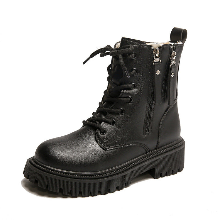 Women’s Ankle Boots with Dual Side Zippers and Lug Sole-Footwear for women-CaldwellVoss