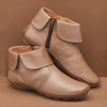 Women’s Ankle Boots with Side Zipper and Folded Cuff-Footwear for women-CaldwellVoss