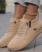 Women’s Ankle Boots with Side Zipper and Lace-Up Front-Footwear for women-CaldwellVoss
