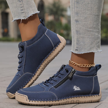 Women’s Ankle Boots with Side Zipper and Lace-Up Front-Footwear for women-CaldwellVoss