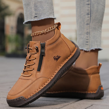 Women’s Ankle Boots with Side Zipper and Lace-Up Front-Footwear for women-CaldwellVoss