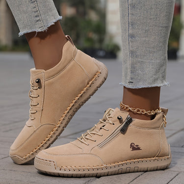 Women’s Ankle Boots with Side Zipper and Lace-Up Front-Footwear for women-CaldwellVoss