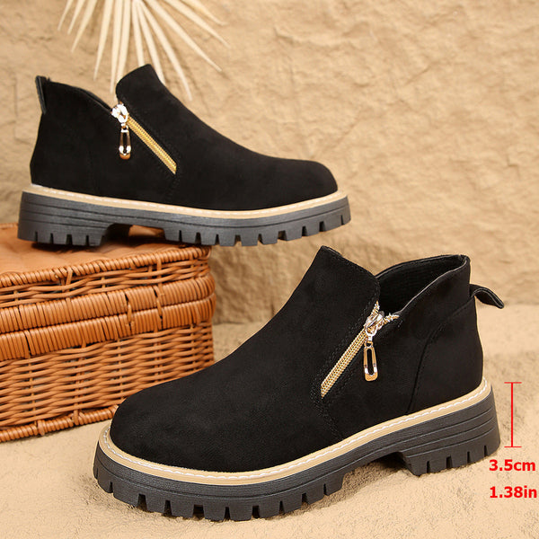 Women’s Ankle Boots with Side Zippers and Lug Soles-Footwear for women-CaldwellVoss