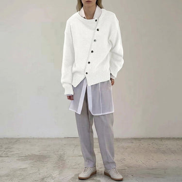 Women’s Asymmetric Button Knit Cardigan-Cardigans for women-CaldwellVoss