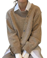 Women’s Asymmetric Button Knit Cardigan-Cardigans for women-CaldwellVoss