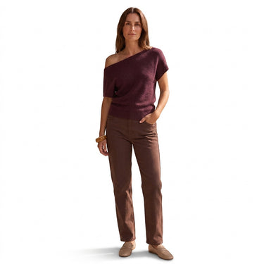 Women’s Asymmetric Neckline Knit Pullover-Sweaters for Women-CaldwellVoss