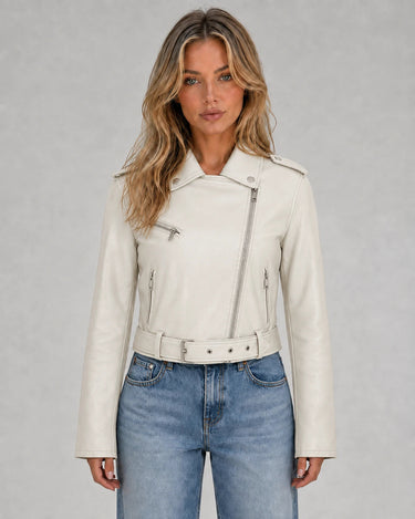 Women’s Biker Jacket with Asymmetric Zip and Belt-Jacket for women-CaldwellVoss