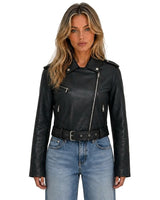 Women’s Biker Jacket with Asymmetric Zip and Belt-Jacket for women-CaldwellVoss