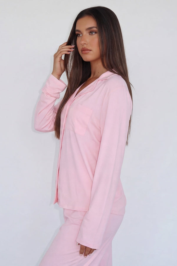 Women’s Button-Front Pajama Set With Notched Collar-Sets for women-CaldwellVoss