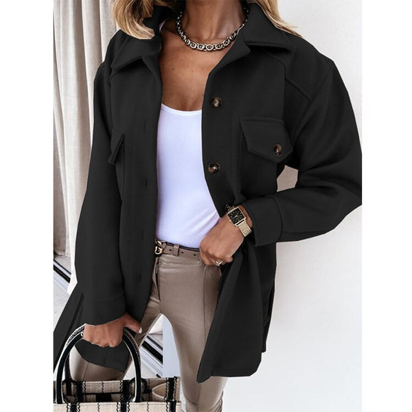 Women’s Button Front Shirt Jacket-Shirts for women-CaldwellVoss