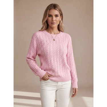 Women’s Cable Knit Crew Neck Sweater-Sweaters for Women-CaldwellVoss