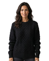 Women’s Cable Knit Crew Neck Sweater-Sweaters for Women-CaldwellVoss