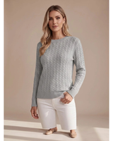 Women’s Cable Knit Crew Neck Sweater-Sweaters for Women-CaldwellVoss