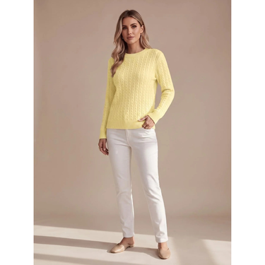 Women’s Cable Knit Crew Neck Sweater-Sweaters for Women-CaldwellVoss