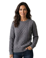 Women’s Cable Knit Crew Neck Sweater-Sweaters for Women-CaldwellVoss