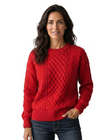 Women’s Cable Knit Crew Neck Sweater-Sweaters for Women-CaldwellVoss