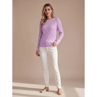 Women’s Cable Knit Crew Neck Sweater-Sweaters for Women-CaldwellVoss
