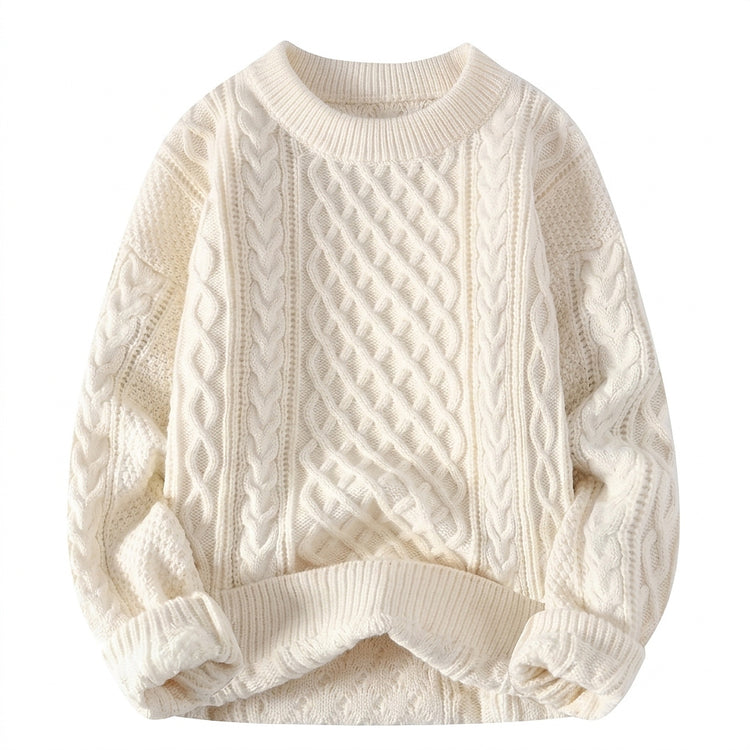 Women’s Cable Knit Crew Neck Sweater-Sweaters for Women-CaldwellVoss