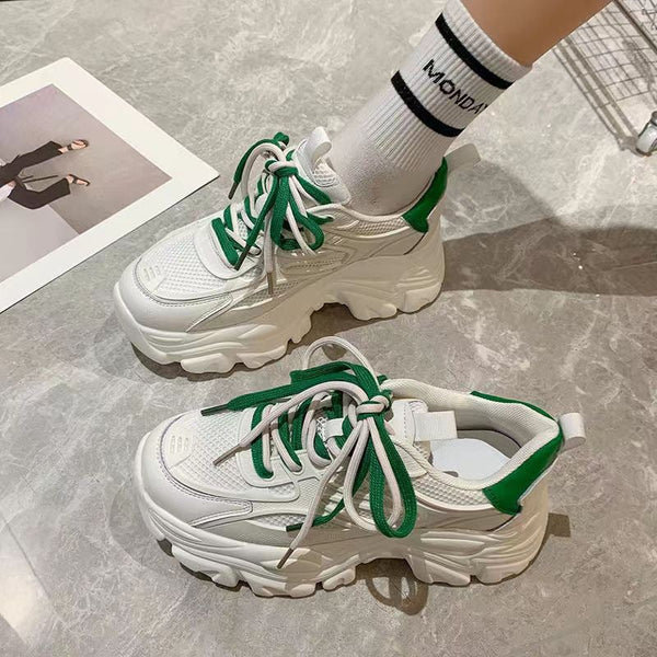 Women’s Chunky Platform Sneakers with Mesh Panels-Footwear for women-CaldwellVoss