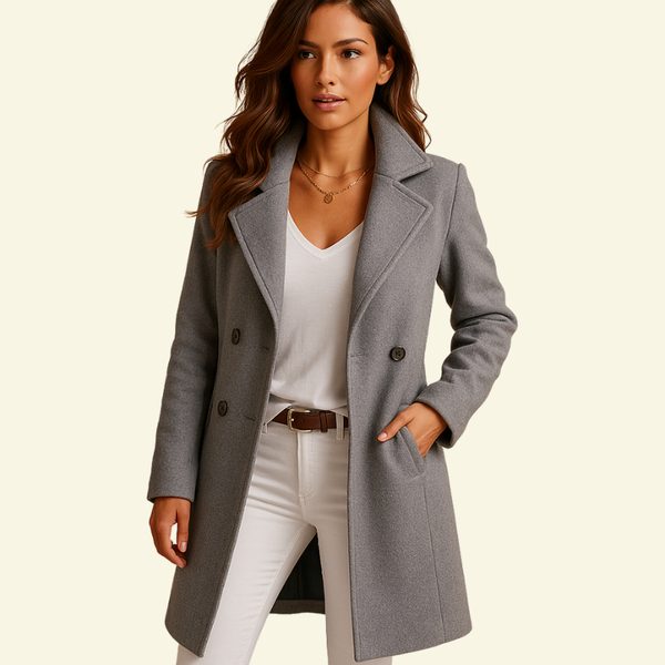 Women's Coat with Lapel Collar and Button Placket-Coats for women-CaldwellVoss