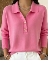 Women’s Collared Knit Pullover with Button Placket-Sweaters for Women-CaldwellVoss