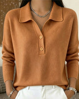 Women’s Collared Knit Pullover with Button Placket-Sweaters for Women-CaldwellVoss