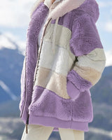 Women’s Colorblock Faux Fur Hooded Jacket-Jacket for women-CaldwellVoss