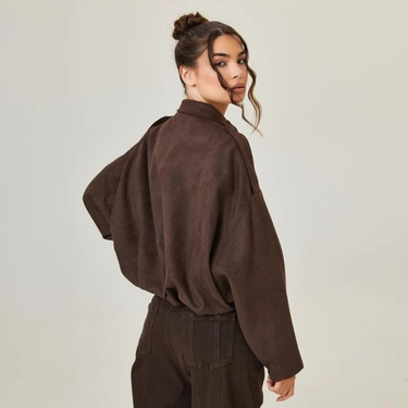 Women’s Cropped Bomber Jacket with Shoulder Epaulettes-Jacket for women-CaldwellVoss