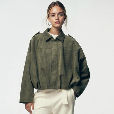 Women’s Cropped Bomber Jacket with Shoulder Epaulettes-Jacket for women-CaldwellVoss