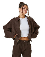 Women’s Cropped Bomber Jacket with Shoulder Epaulettes-Jacket for women-CaldwellVoss