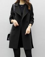 Women’s Double-Breasted Long Coat with Notched Lapels-Coats for woman-CaldwellVoss
