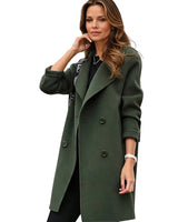 Women’s Double-Breasted Long Coat with Notched Lapels-Coats for woman-CaldwellVoss