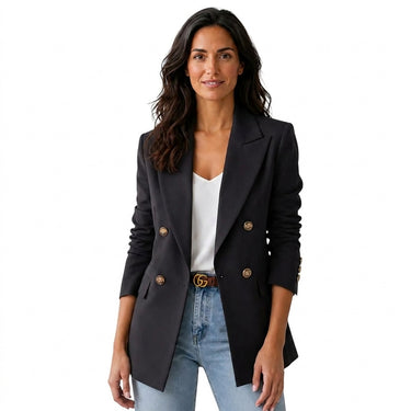 Women’s Double Button Blazer with Notched Lapels-Blazer for women-CaldwellVoss