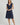 Women's Eyelet Midi Dress with Smocked Waist Navy