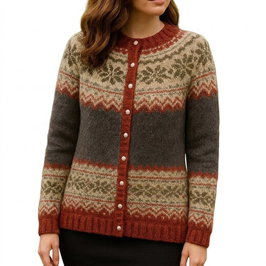Women’s Fair Isle Pattern Knit Cardigan-Cardigans for women-CaldwellVoss