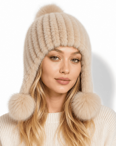 Women’s Faux Fur Trapper Hat with Pom Poms-Hat for women-CaldwellVoss