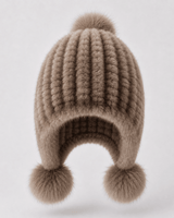 Women’s Faux Fur Trapper Hat with Pom Poms-Hat for women-CaldwellVoss