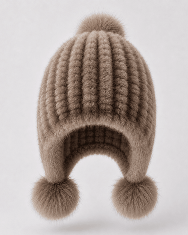 Women’s Faux Fur Trapper Hat with Pom Poms-Hat for women-CaldwellVoss