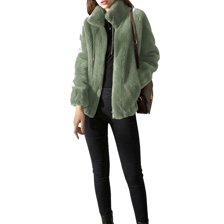 Women’s Fleece Zip-Up Jacket with Stand Collar-Jacket for women-CaldwellVoss