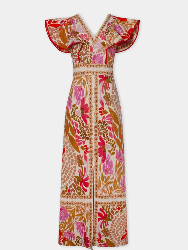 Women’s Floral Print V-Neck Maxi Dress-Maxi dresses-CaldwellVoss