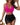 Women’s Halter Mesh Swimwear Set with Ruched Skirt Pink Black