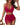Women’s Halter Mesh Swimwear Set with Ruched Skirt Red