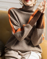 Women’s Herringbone Knit Pullover with Contrast Stripe-Sweaters for Women-CaldwellVoss
