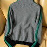 Women’s Herringbone Knit Pullover with Contrast Stripe-Sweaters for Women-CaldwellVoss