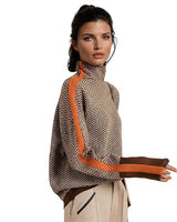 Women’s Herringbone Knit Pullover with Contrast Stripe-Sweaters for Women-CaldwellVoss