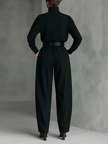 Women’s High-Neck Long Sleeve Wide Leg Jumpsuit-Jumpsuits for women-CaldwellVoss