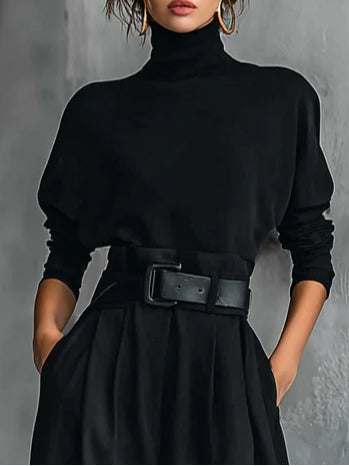 Women’s High-Neck Long Sleeve Wide Leg Jumpsuit-Jumpsuits for women-CaldwellVoss