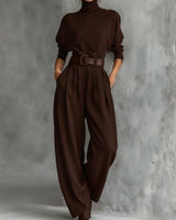 Women’s High-Neck Long Sleeve Wide Leg Jumpsuit-Jumpsuits for women-CaldwellVoss